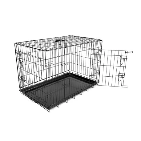 Duvo Cage En Fer Pliable 2 Portes Tirroir Plastic Noir - XL - 107x71x77cm 2 Duvo Cage En Fer Pliable 2 Portes Tirroir Plastic Noir - XL - 107x71x77cm - Afbeelding 2
