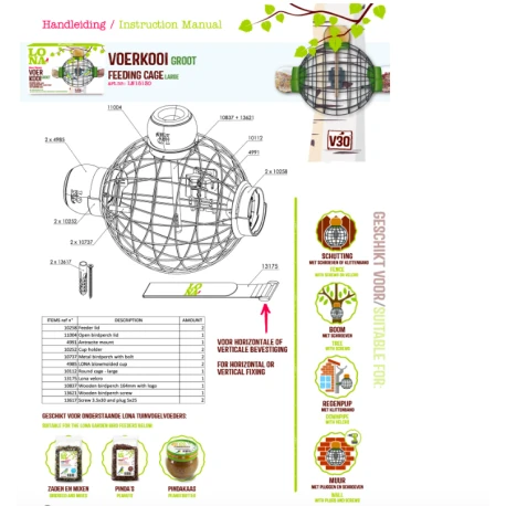 Mangeoire Lona "Voerkooi V30" - Vert - 42x27cm 2 Mangeoire Lona "Voerkooi V30" - Vert - 42x27cm - Afbeelding 2