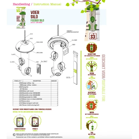 Mangeoire Lona "Voersilo S3" - Vert 2 Mangeoire Lona "Voersilo S3" - Vert - Afbeelding 2