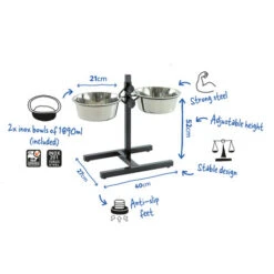 Duvo Twin Feeder Support Pied En H + Gamelles 4730ml - XXL - 52CM -Exporteren Huis Lief Winkel twin feeder support pied en h gamelles 4730ml xxl 52cm 2